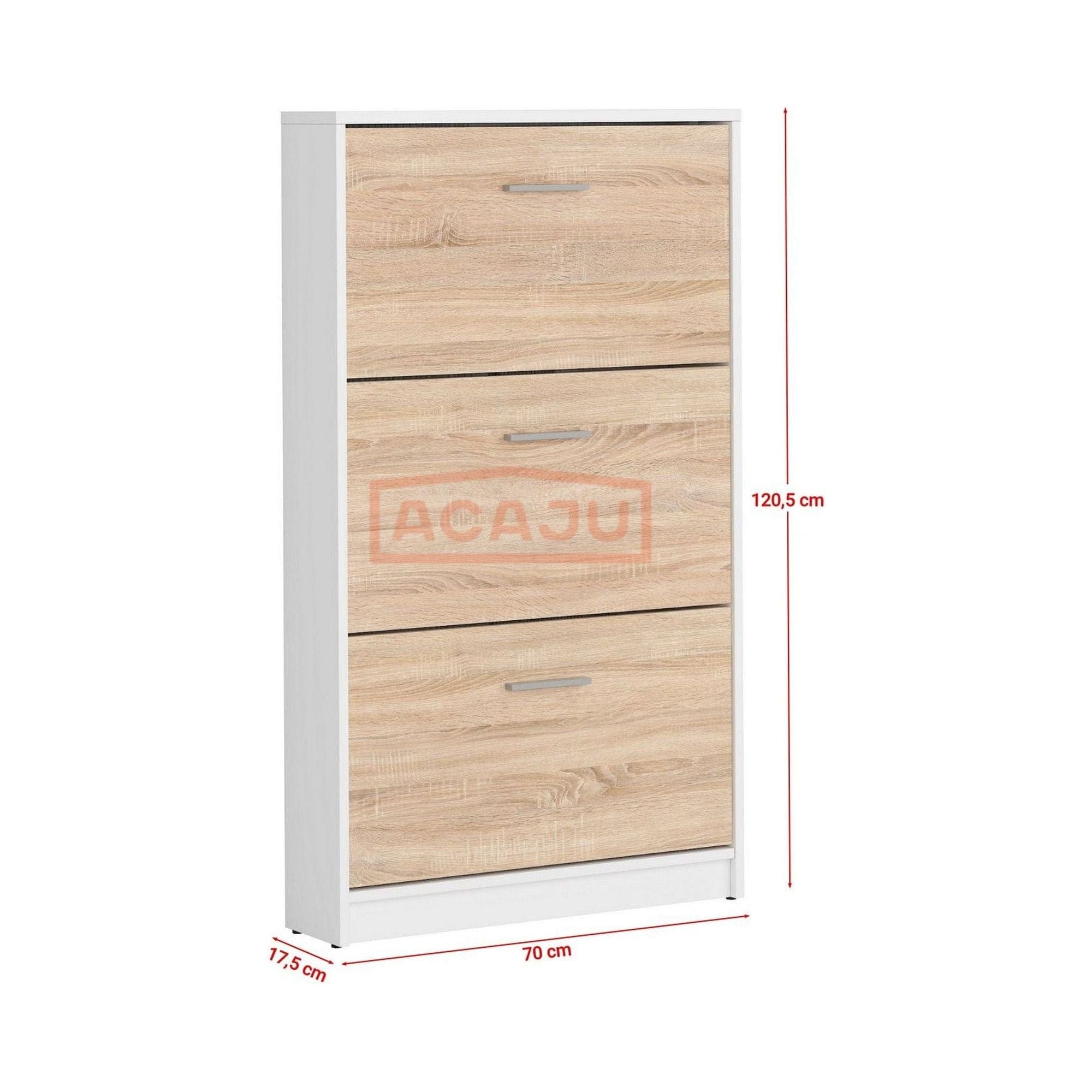 Pantofar NEPO PLUS, stejar sonoma/alb, PAL laminat, 70x18x121 cm