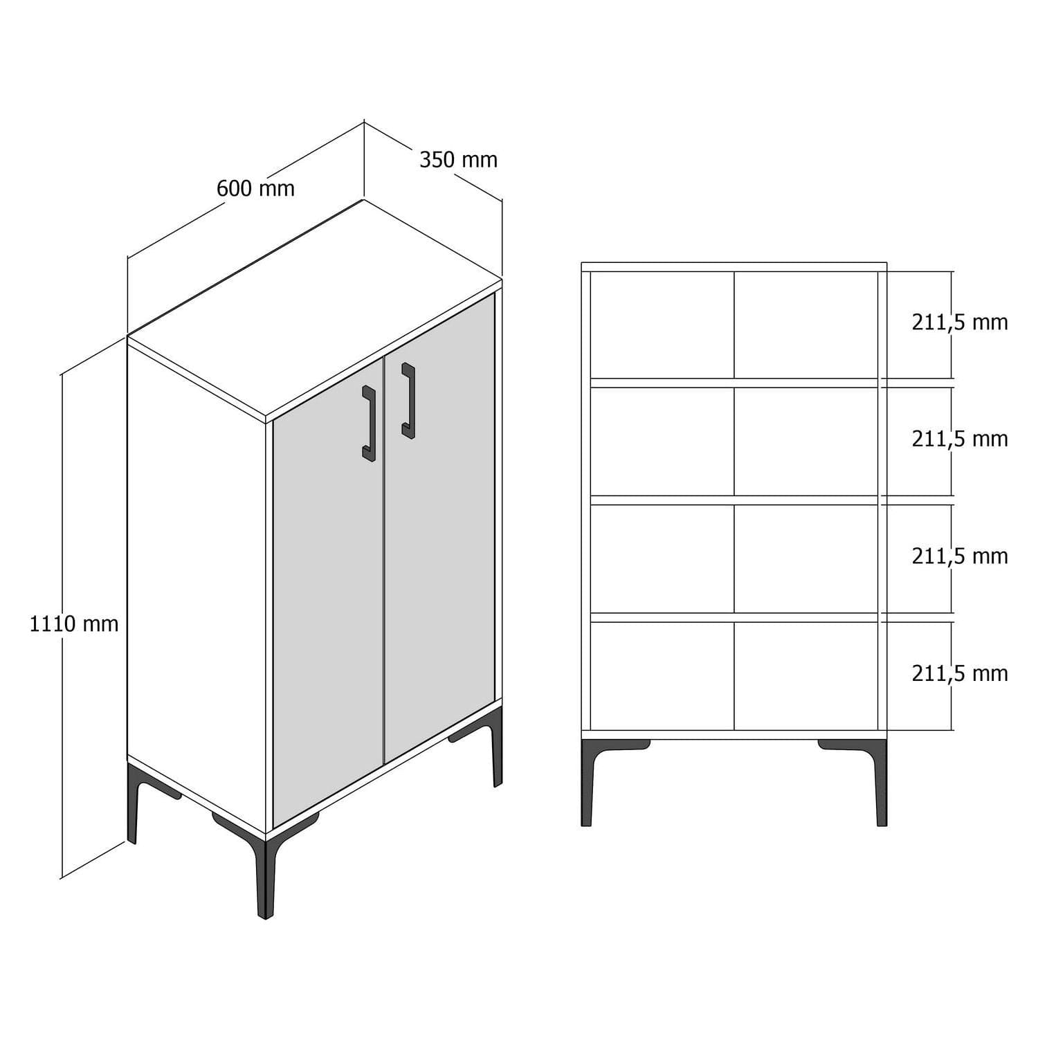 Pantofar PRAG, alb, PAL melaminat, 60x35x111 cm