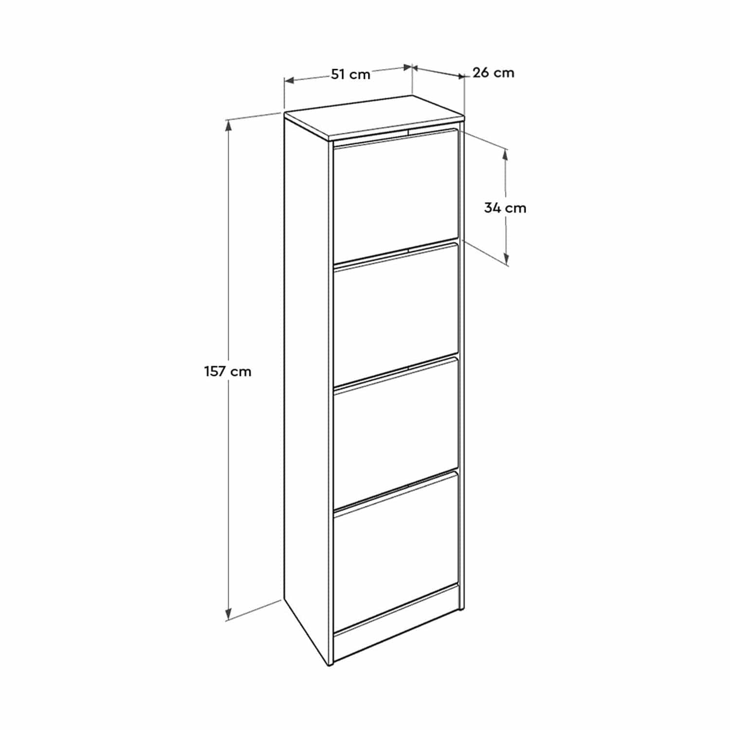 Pantofar SHC-340-BB-1, alb, PAL melaminat, 51x26x157 cm