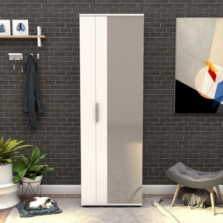 Pantofar SHC-629-BB-2, alb, PAL melaminat, 60x35x187 cm, cu oglinda