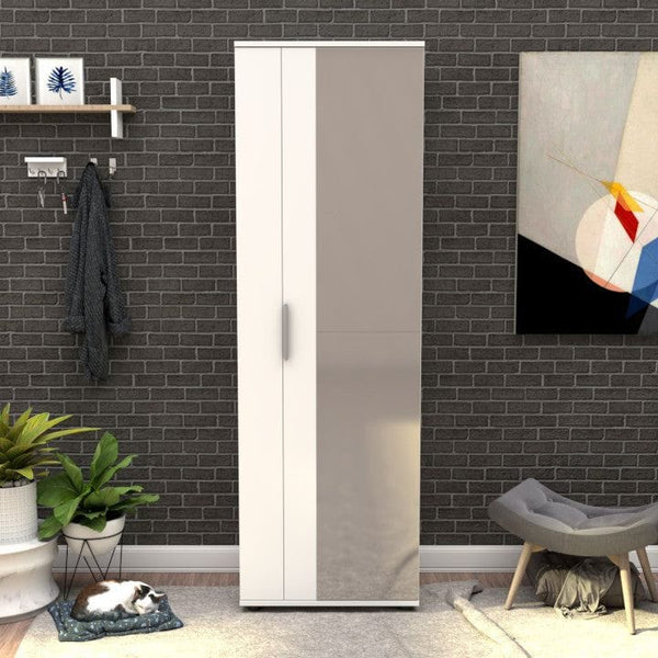 Pantofar SHC-629-BB-2, alb, PAL melaminat, 60x35x187 cm, cu oglinda