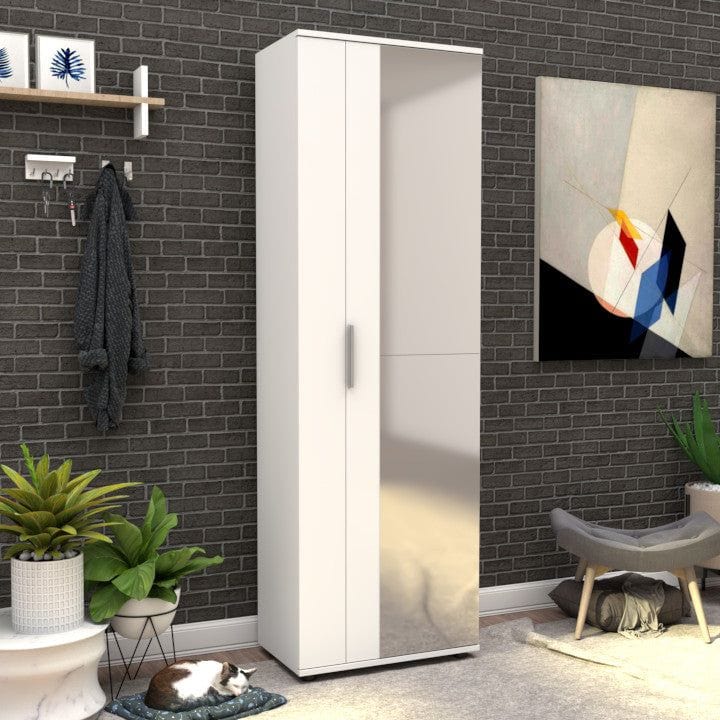 Pantofar SHC-629-BB-2, alb, PAL melaminat, 60x35x187 cm, cu oglinda