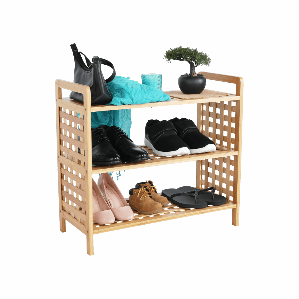 Pantofar SOVETO TYP 2, bambus natural, lemn bambus lacuit, 60x28x55 cm