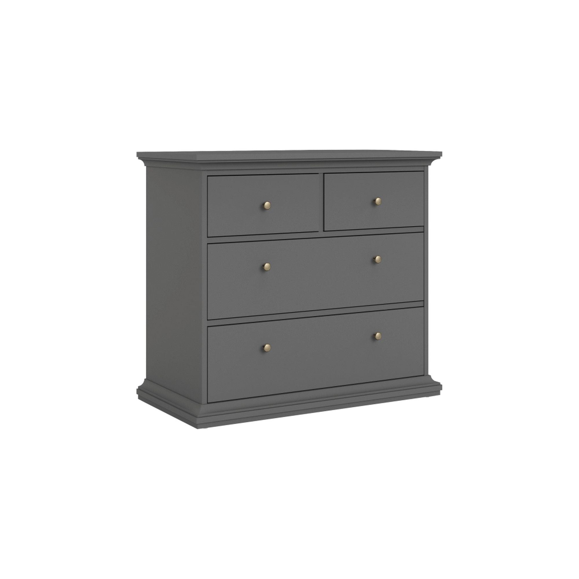 Comoda PARIS, gri, PAL laminat/MDF lacuit/metal, 96x49x87 cm