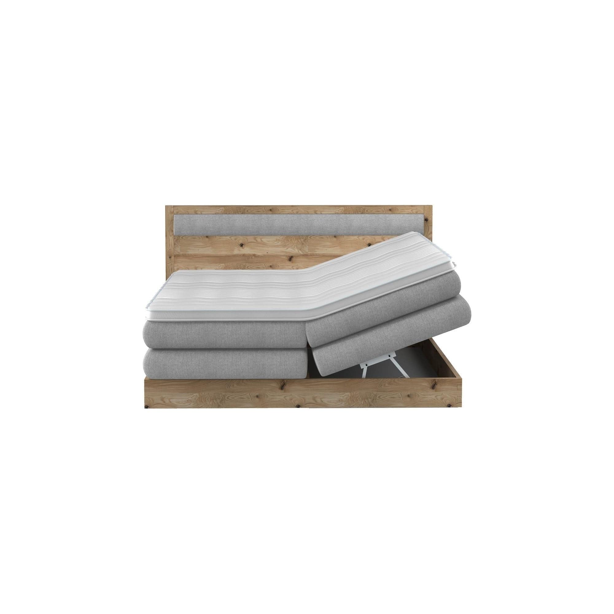 Pat boxspring DIORI 180x200, personalizabil materiale gama Oferta Avantaj, cu lada pentru depozitare si topper