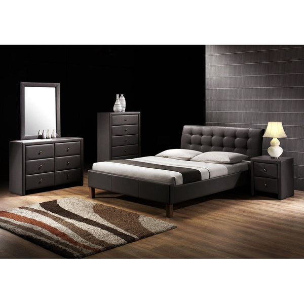 Pat SAMARA 160x200, negru, piele ecologica/lemn, cu somiera