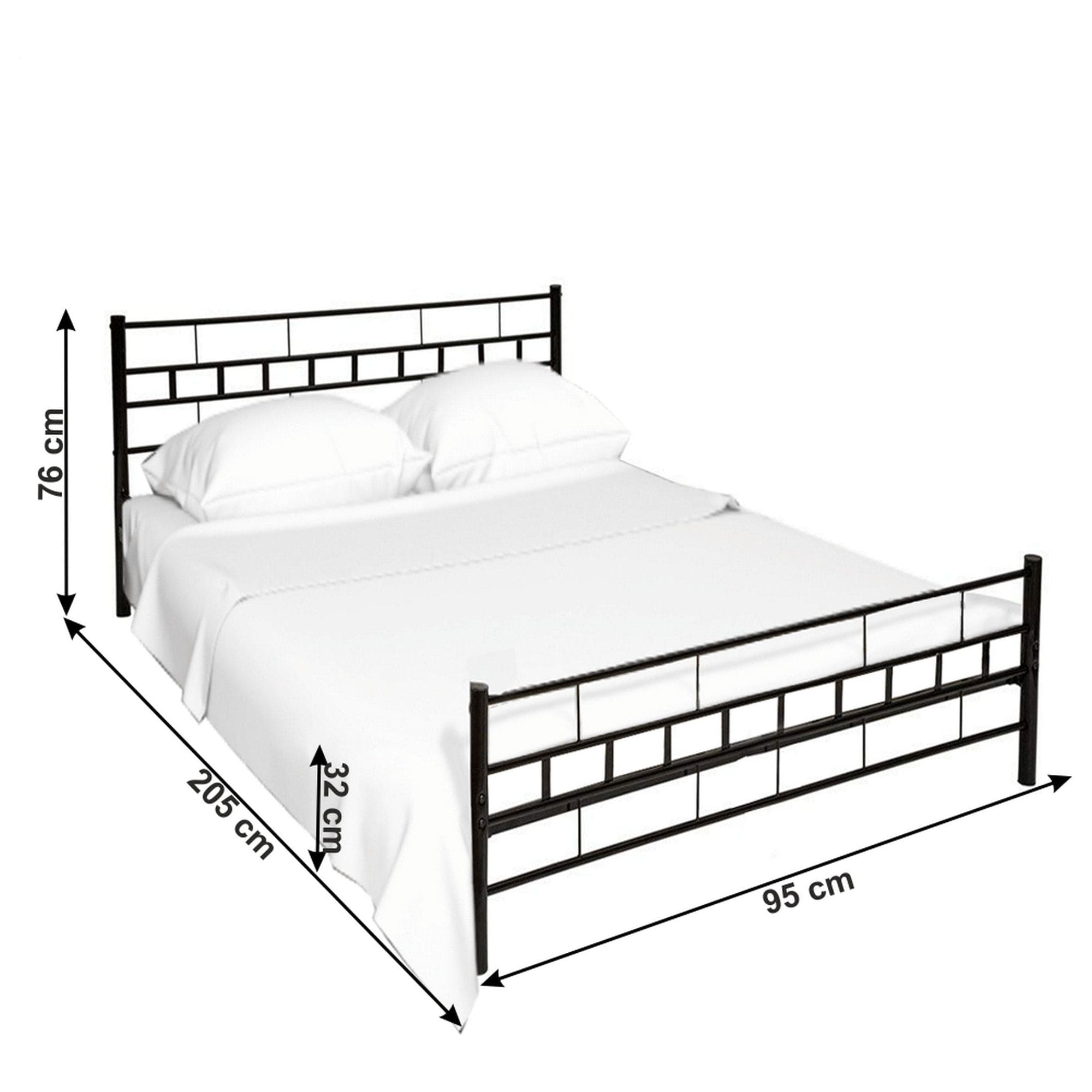 Pat TAJGI 90x200, negru, metal, cu somiera
