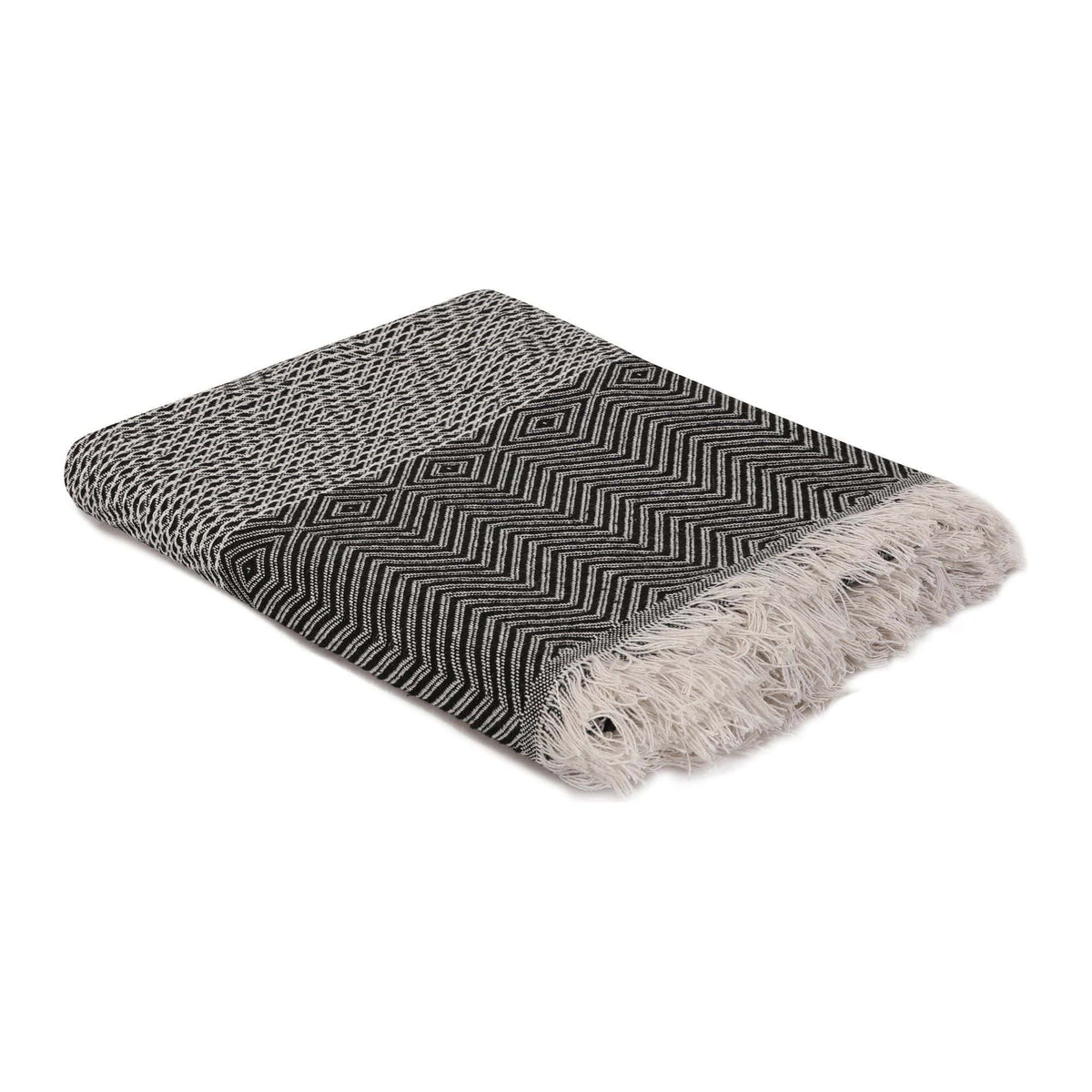 Patura ETNIK, negru, bumbac/poliester, 170x210 cm