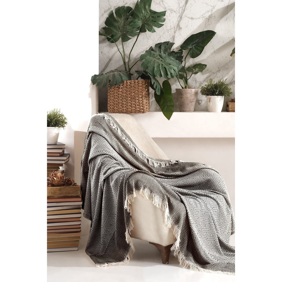 Patura ETNIK, negru, bumbac/poliester, 170x210 cm