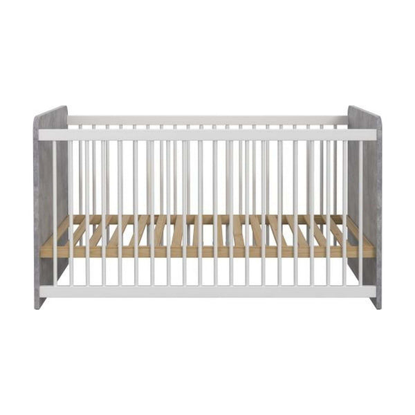 Patut pentru copii EMILY 70x140, alb/gri beton, PAL/metal, cu somiera