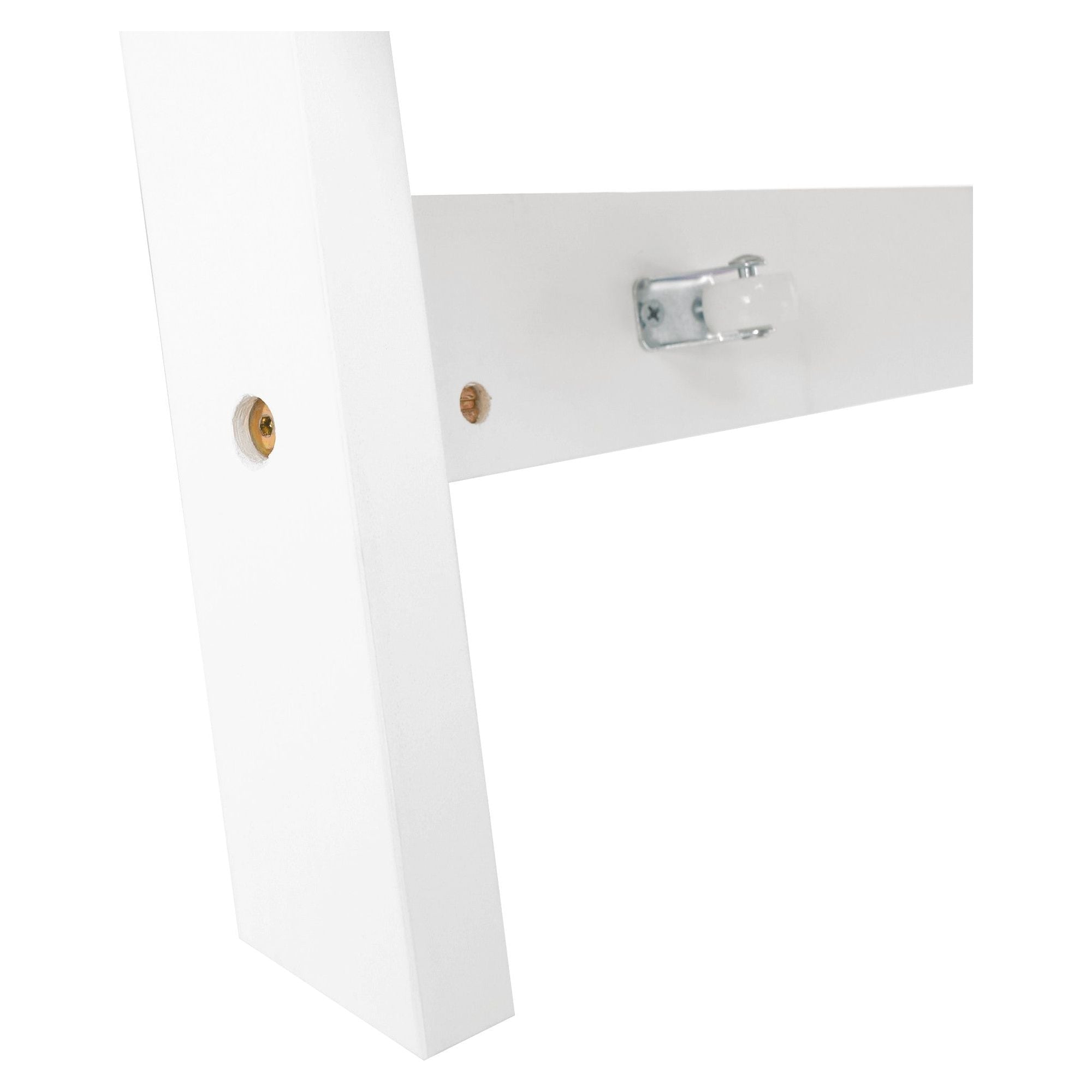 Pat pentru copii PEDREZA 90x200/180x200, alb, PAL/lemn/metal, cu pat extensibil suplimentar si somiera