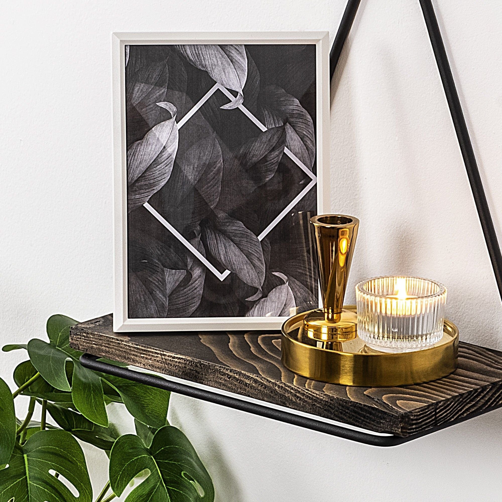 Polita BEGONIA, nuc/negru, lemn/metal, 27x15x28 cm