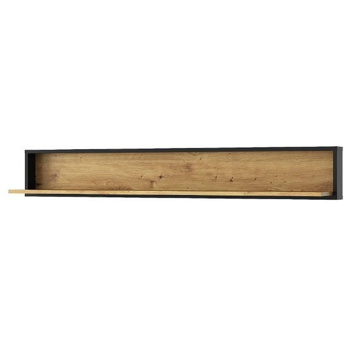 Polita BOSCO, stejar artisan maro/negru, PAL laminat, 150x20x22 cm