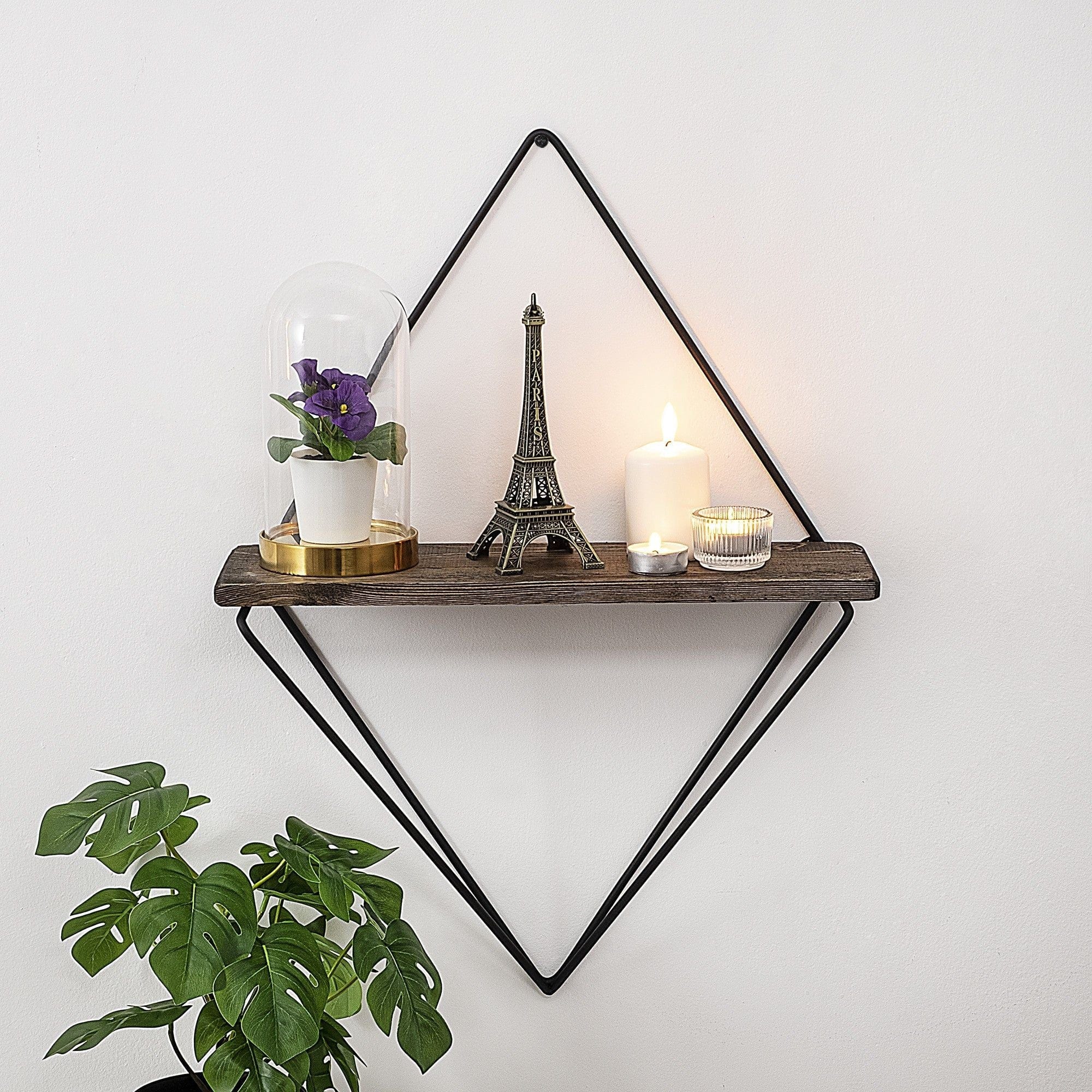 Polita PAEONIA TURCICA, nuc/negru, lemn molid/metal, 27x15x30 cm