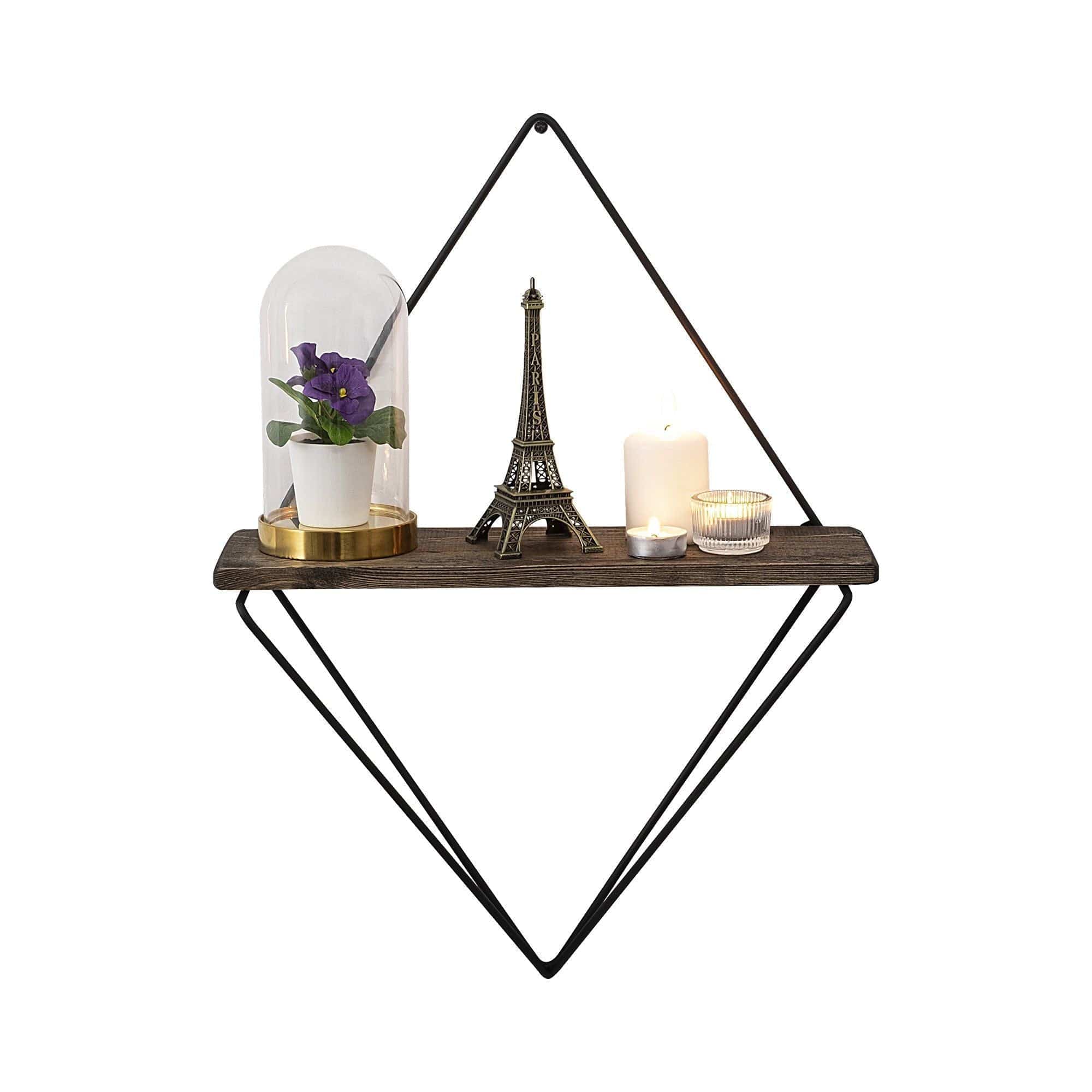 Polita PAEONIA TURCICA, nuc/negru, lemn molid/metal, 27x15x30 cm