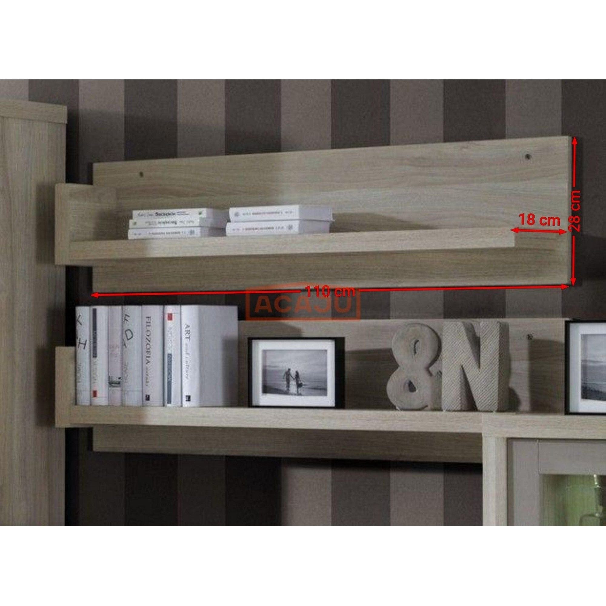 Polita ROMA 6, stejar, PAL laminat, 110x18x28 cm