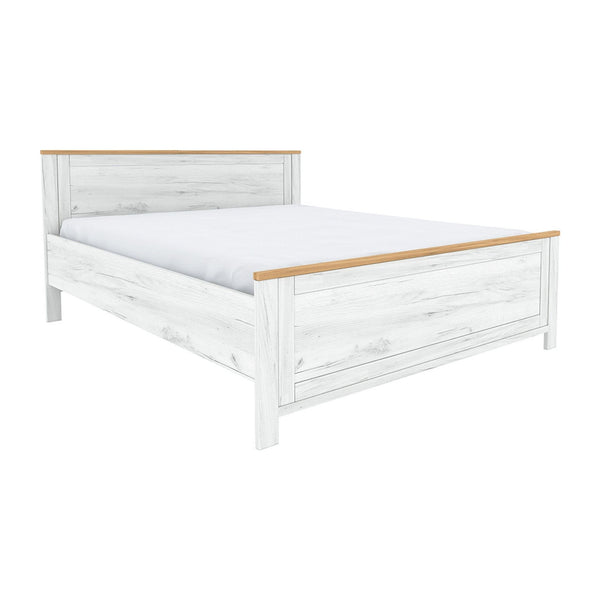 Cadru pat dormitor SUDBURY Z2, DTD laminat, stejar craft auriu-alb, 160x200 cm, fara somiera si saltea