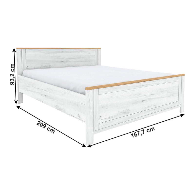 Cadru pat dormitor SUDBURY Z2, DTD laminat, stejar craft auriu-alb, 160x200 cm, fara somiera si saltea