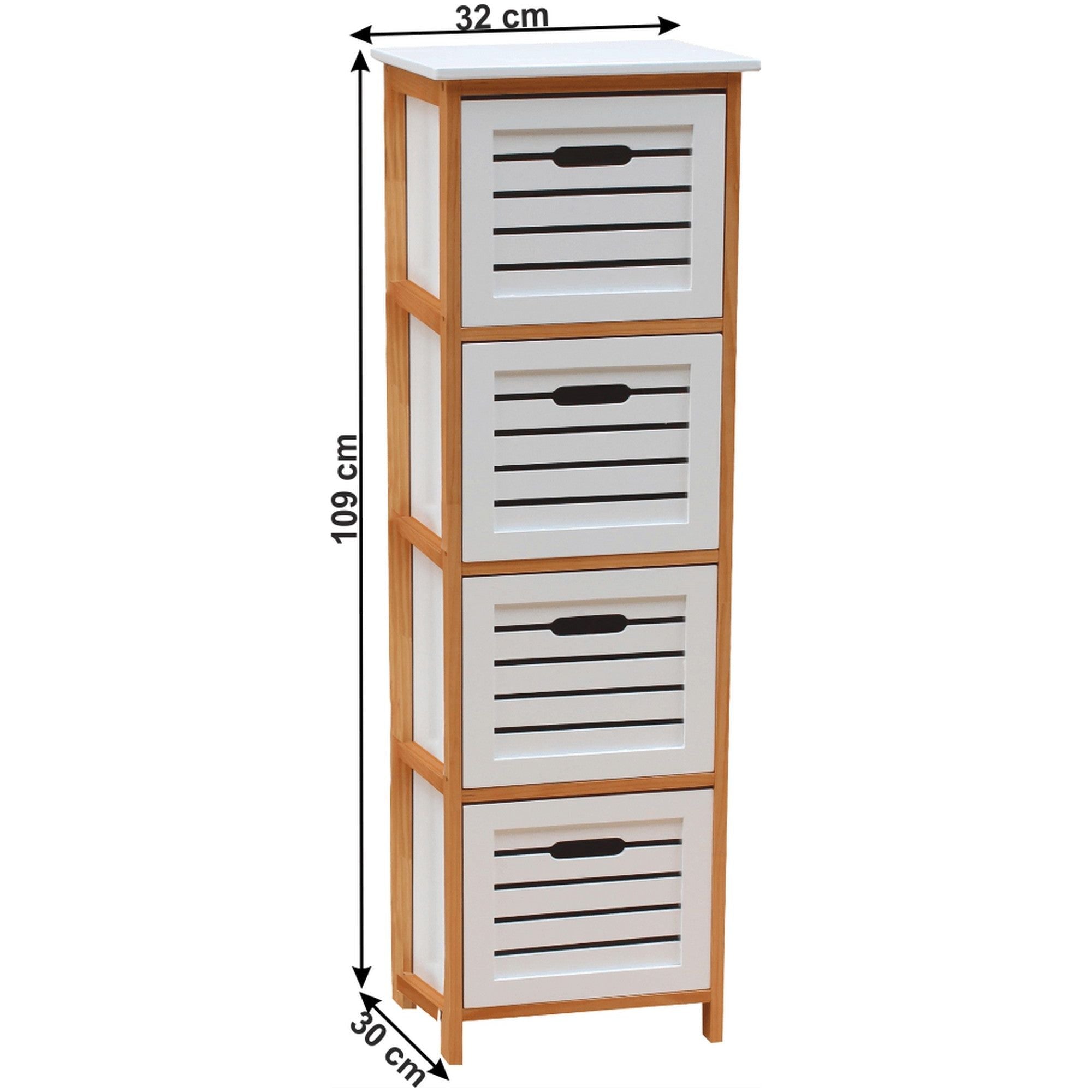 Comoda TALAS, alb/stejar natural, MDF/lemn masiv, 32x30x109 cm