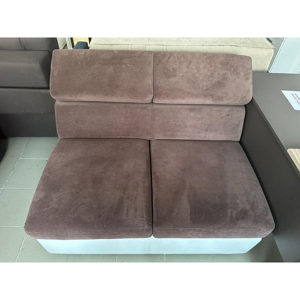 PRODUS RESIGILAT - Canapea fixa CHOCCO C2, alb/maro, stofa clasica/piele ecologica, fara brate