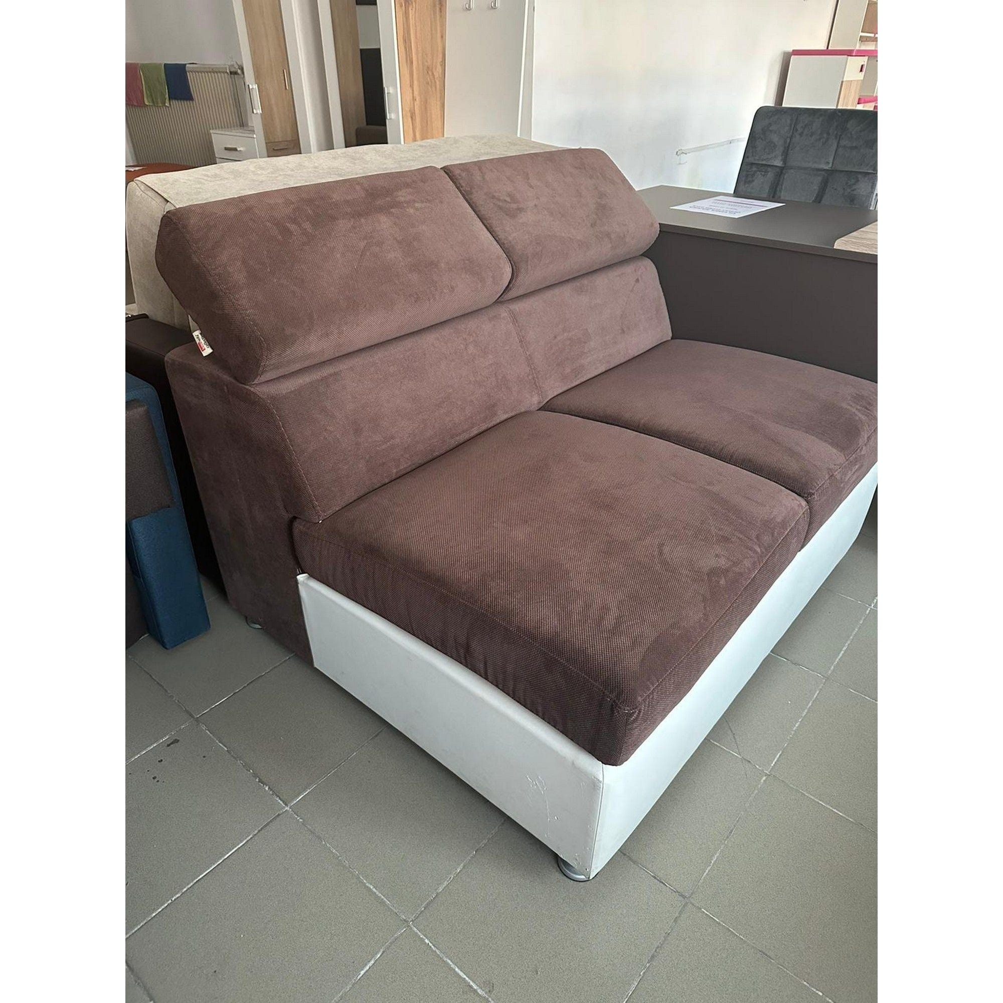 PRODUS RESIGILAT - Canapea fixa CHOCCO C2, alb/maro, stofa clasica/piele ecologica, fara brate