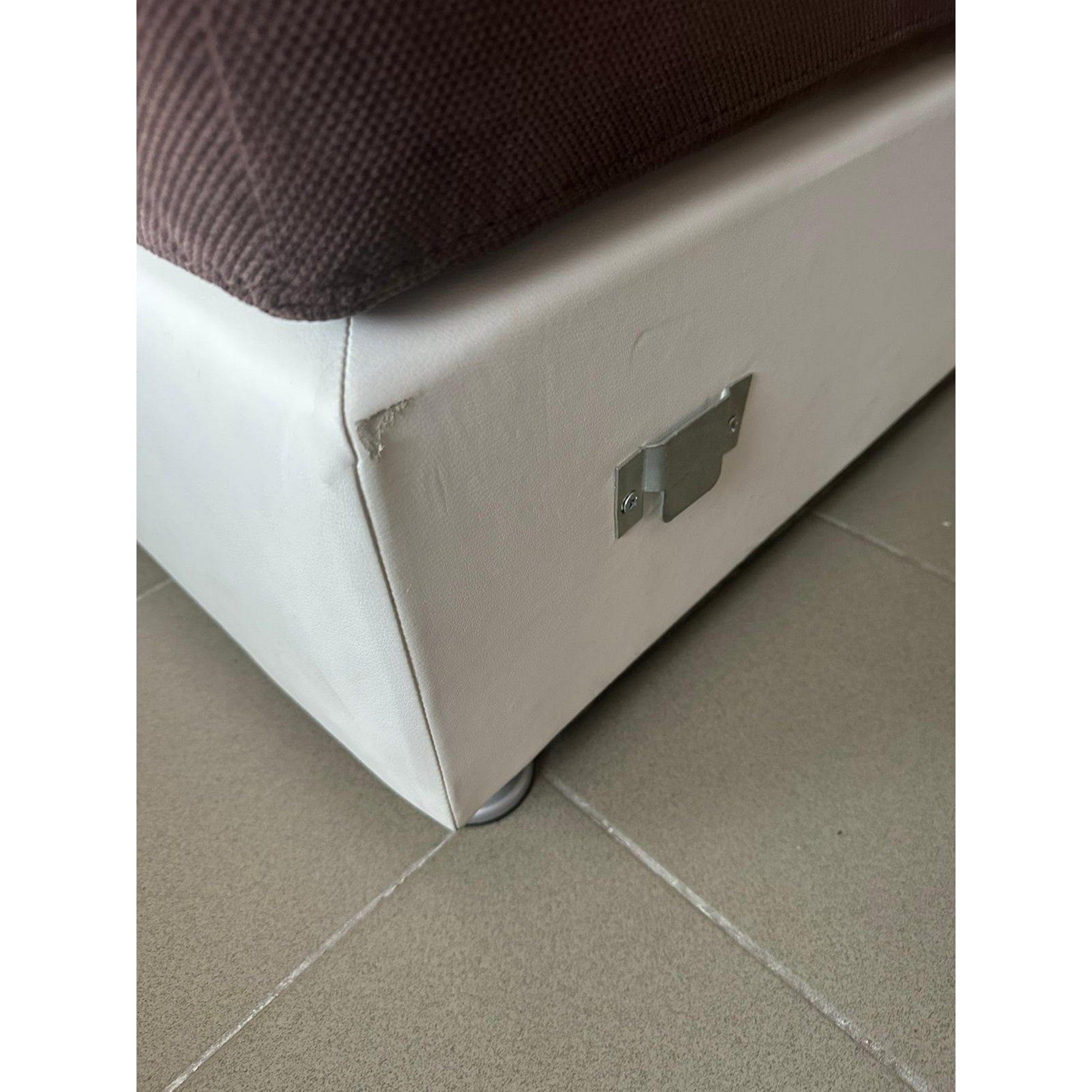 PRODUS RESIGILAT - Canapea fixa CHOCCO C2, alb/maro, stofa clasica/piele ecologica, fara brate