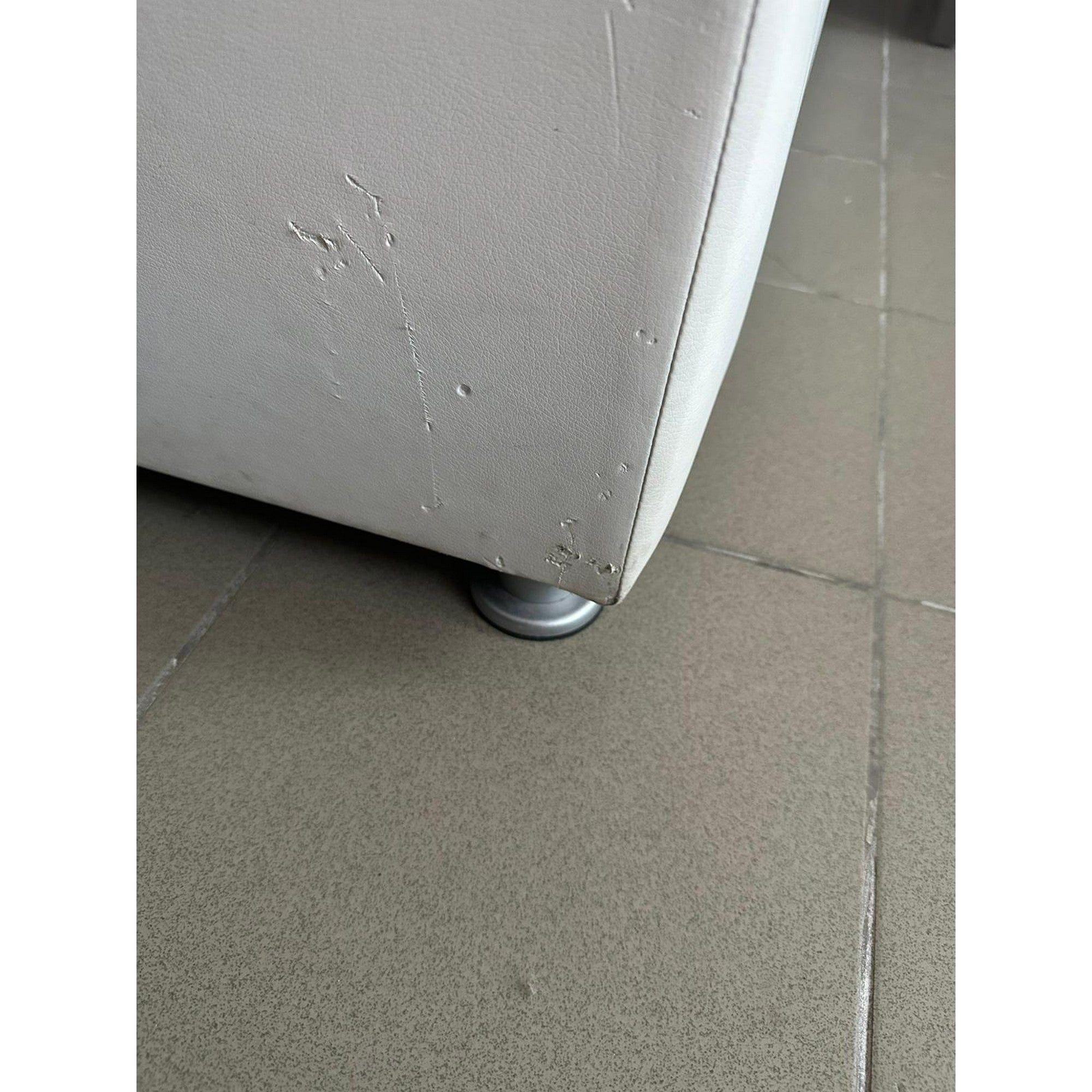 PRODUS RESIGILAT - Canapea fixa CHOCCO C2, alb/maro, stofa clasica/piele ecologica, fara brate