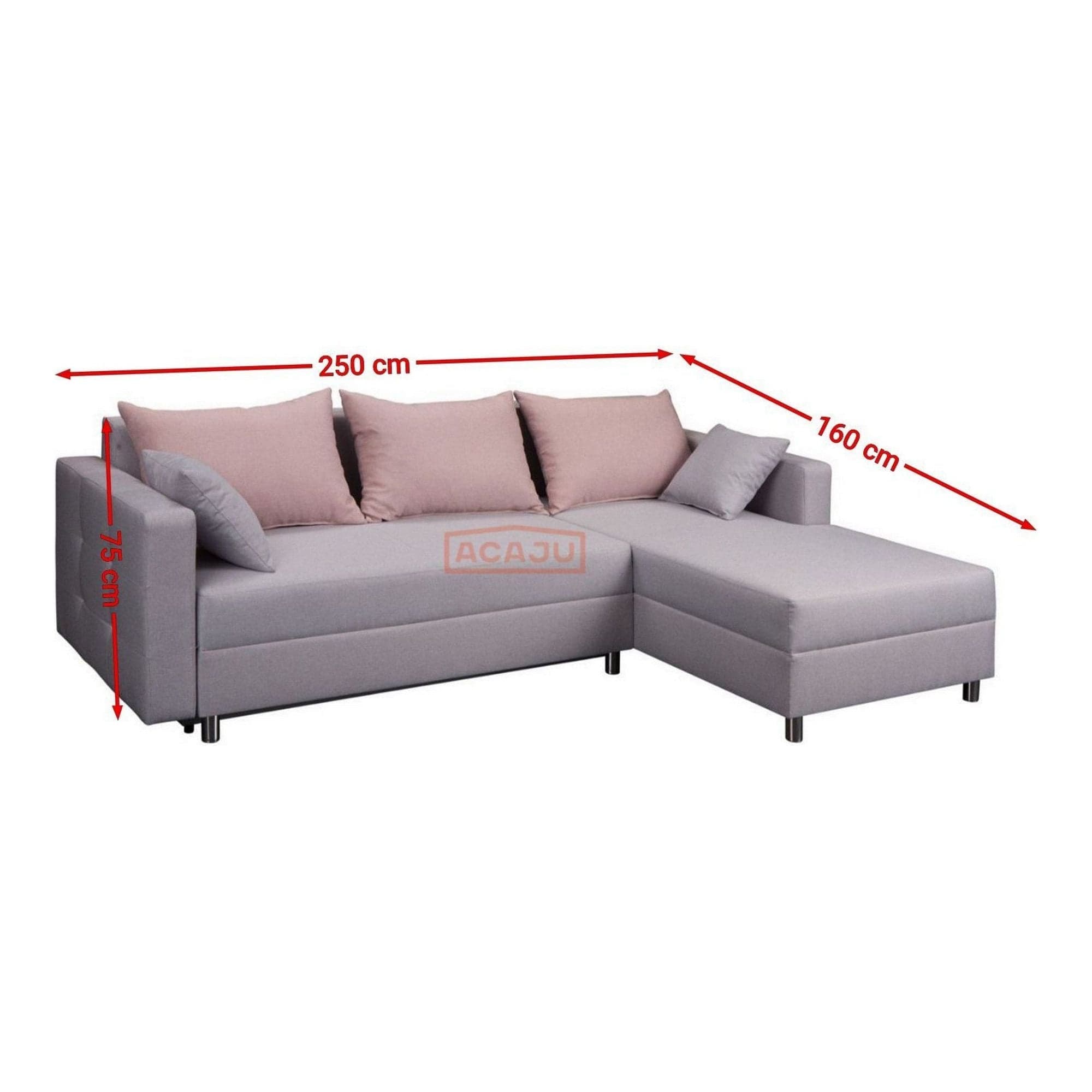 PRODUS RESIGILAT - Coltar extensibil ARON, sezlong stanga, stofa clasica rosie - METRO 59/piele ecologica alba - BRANCO 19, 250x160x75 cm