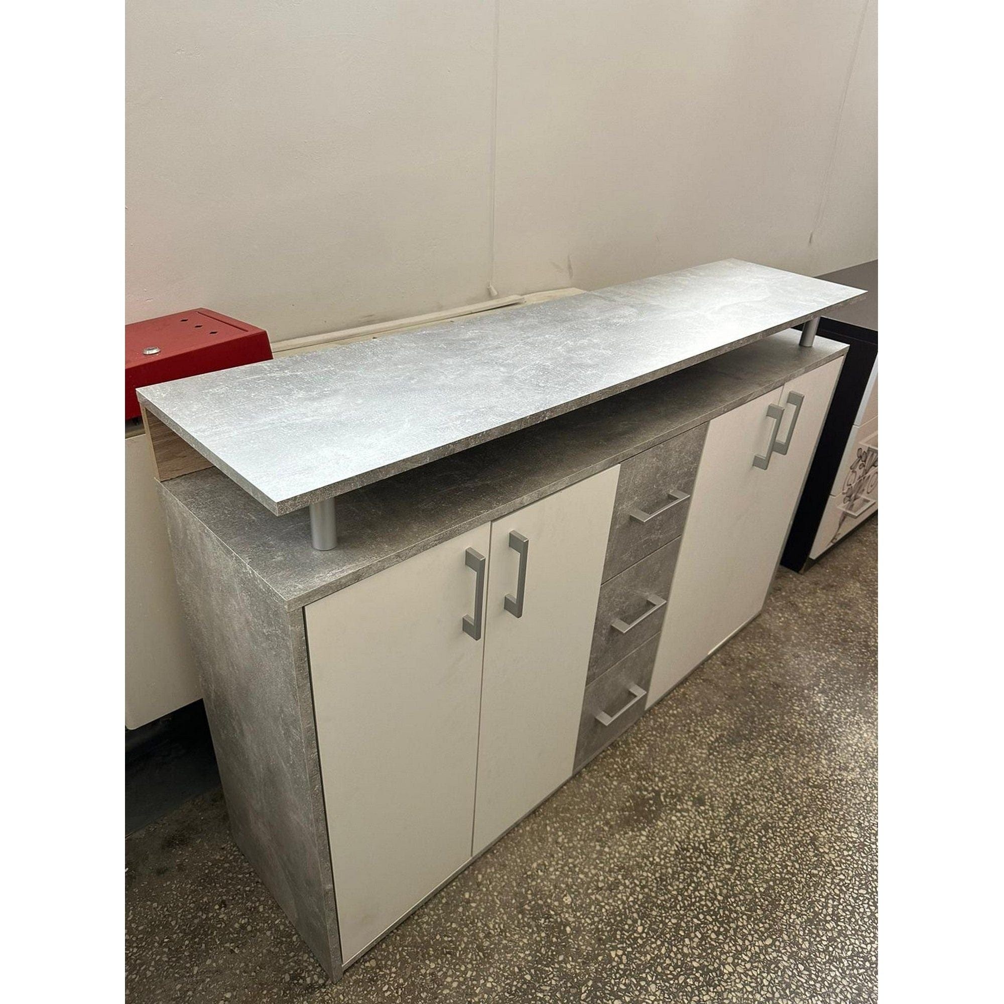 PRODUS RESIGILAT - Comoda cu sertare si usi DRIFT, alb-gri beton, 139x34x90 cm