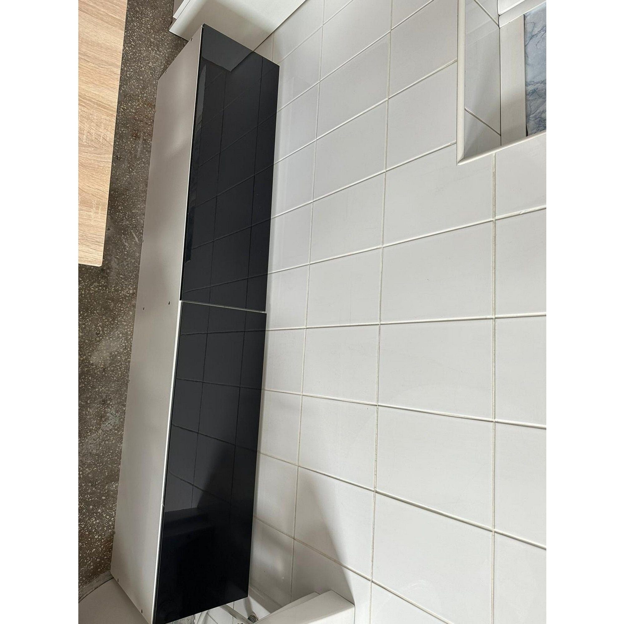 PRODUS RESIGILAT - Comoda TV cu 2 usi suspendata Vigo, alb/negru lucios, 180x40x30 cm