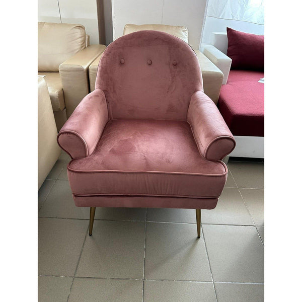 PRODUS RESIGILAT - Fotoliu SANTI, catifea roz/auriu, 74x74x88x45 cm