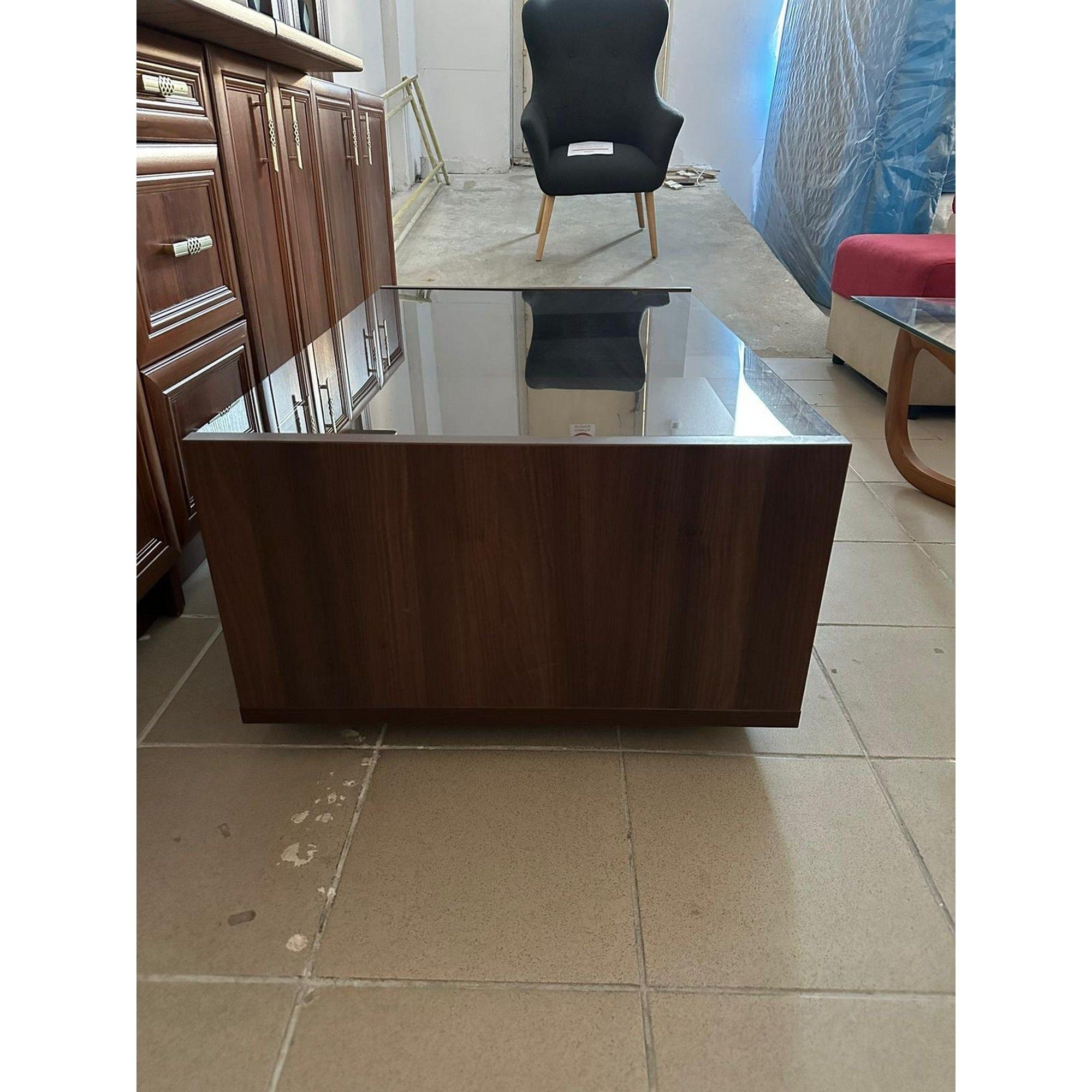 PRODUS RESIGILAT - Masuta cafea L100 ZEPPELIN, nuc, PAL/sticla, 100x65x40 cm