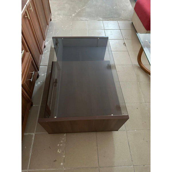 PRODUS RESIGILAT - Masuta cafea L100 ZEPPELIN, nuc, PAL/sticla, 100x65x40 cm