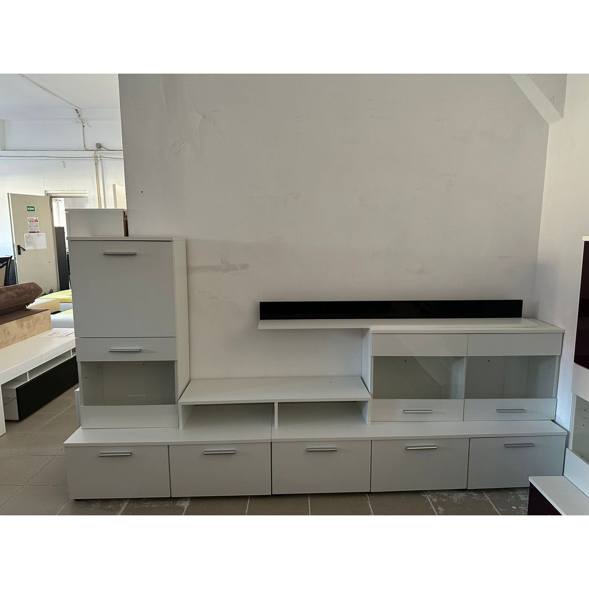 PRODUS RESIGILAT - Mobila living Logo II, alb, PAL, 250X42X190 CM
