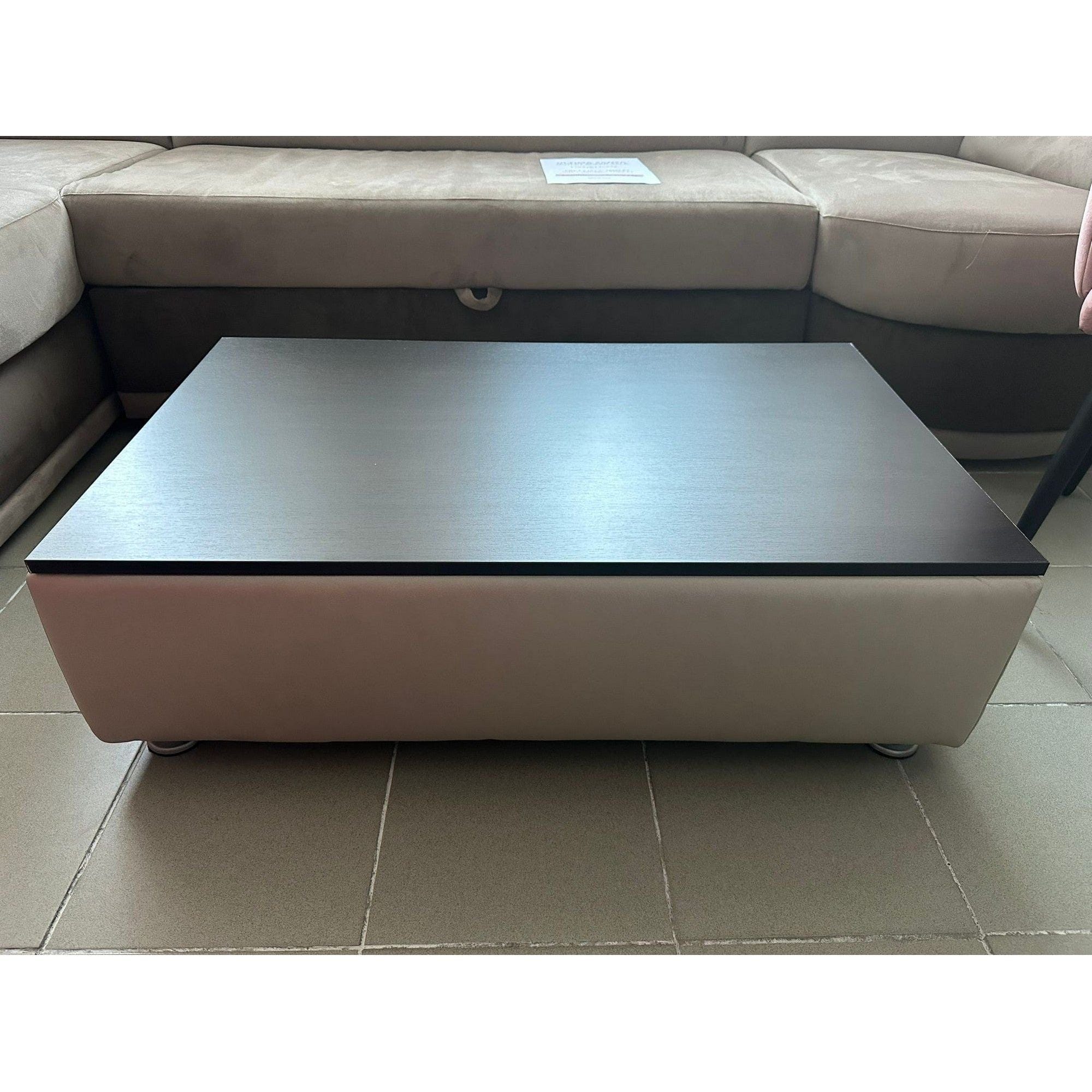 PRODUS RESIGILAT - Taburet cu lada, wenge/crem, piele ecologica, 100x60x30 cm