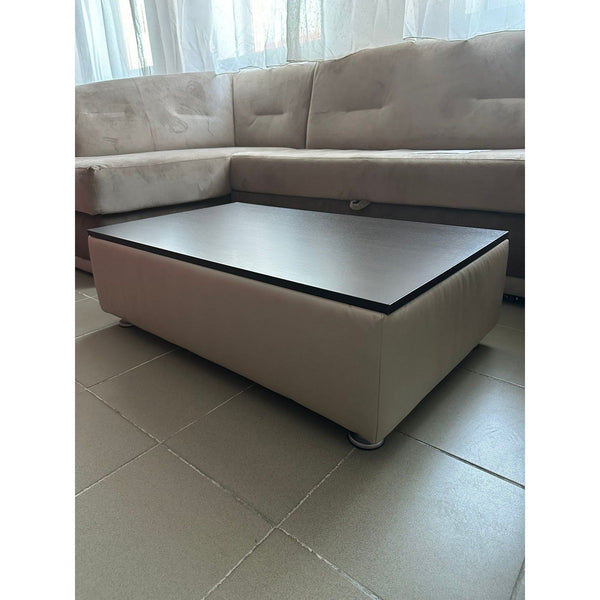 PRODUS RESIGILAT - Taburet cu lada, wenge/crem, piele ecologica, 100x60x30 cm