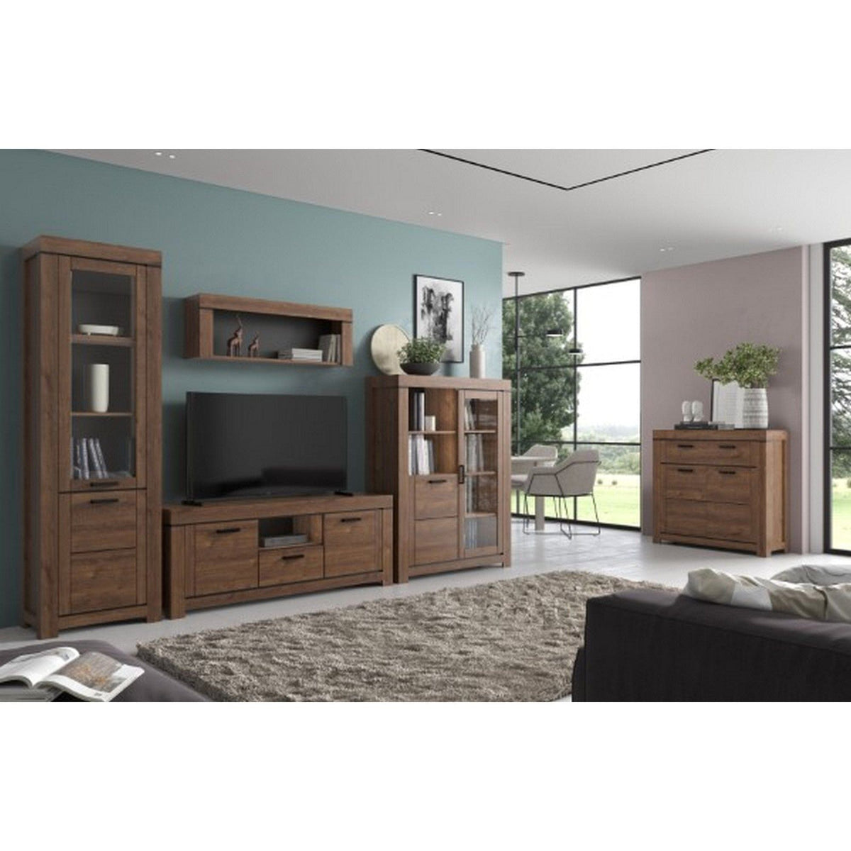 Raft BRASS, stejar brun, PAL, 160x23x39 cm