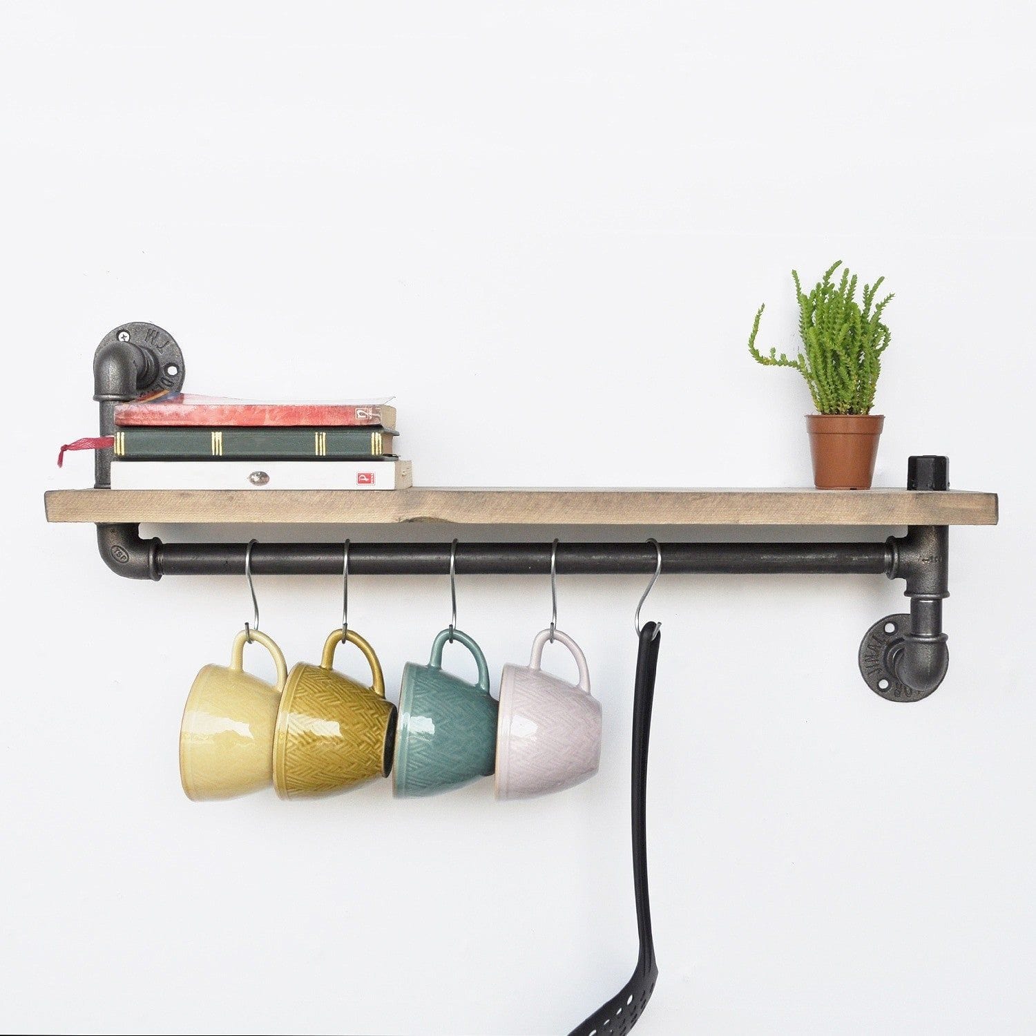 Raft bucatarie BORURAF 008, stejar/crom, lemn de molid/metal, 60x14x35 cm