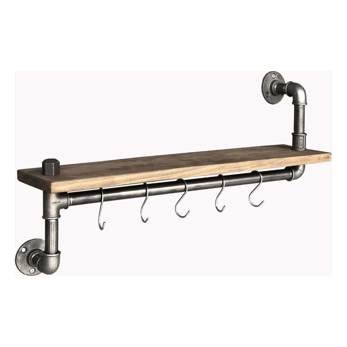 Raft bucatarie BORURAF 008, stejar/crom, lemn de molid/metal, 60x14x35 cm