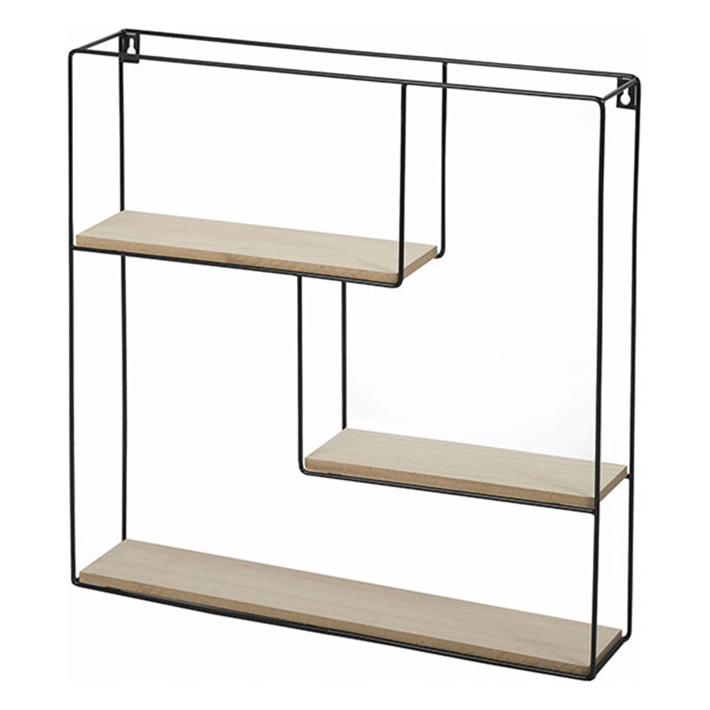 Raft DESIO TYPUL 1, stejar natural/negru, lemn/metal, 50x10x50 cm