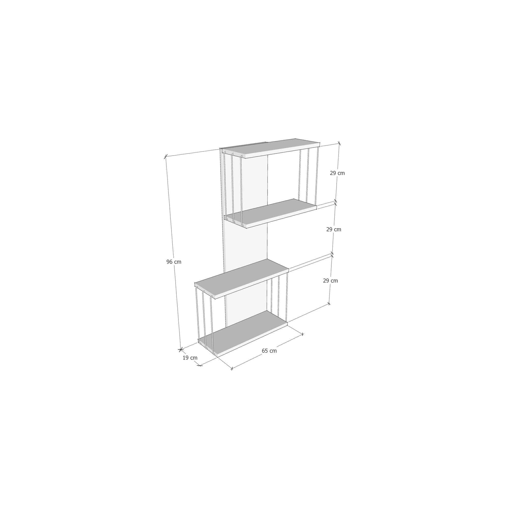 Raft DESTAN, pin/gri antracit, PAL melaminat, 65x19x96 cm