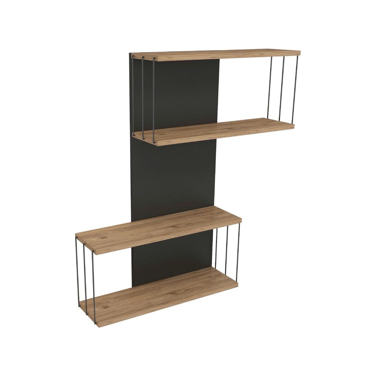 Raft DESTAN, pin/gri antracit, PAL melaminat, 65x19x96 cm