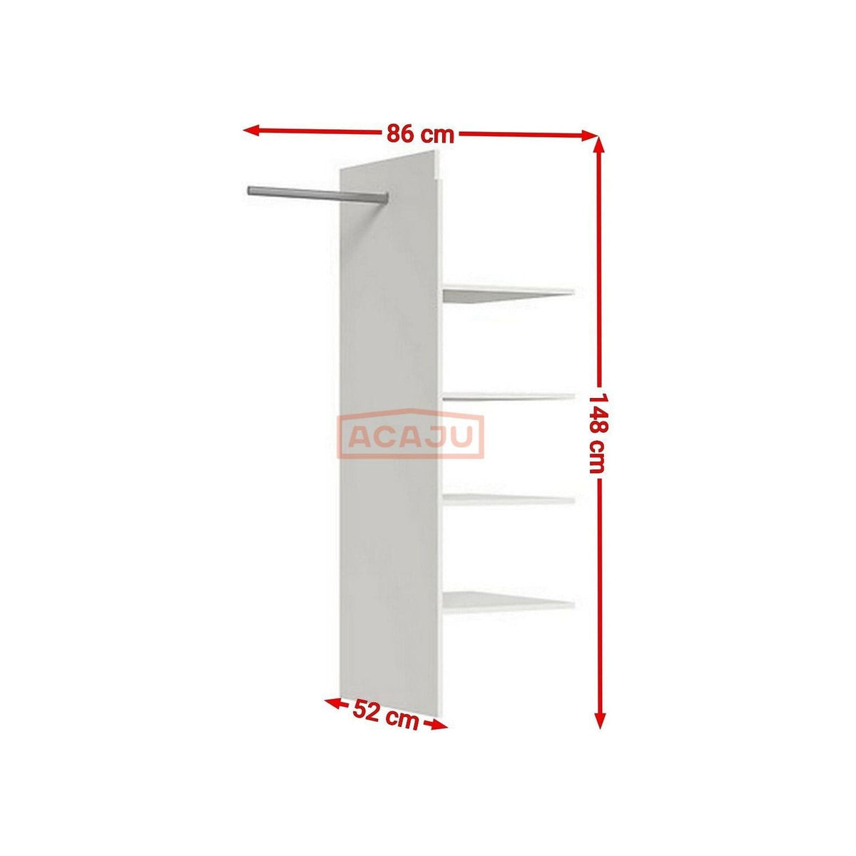 Raft KASPIAN, alb, PAL/metal, 86x52x148 cm