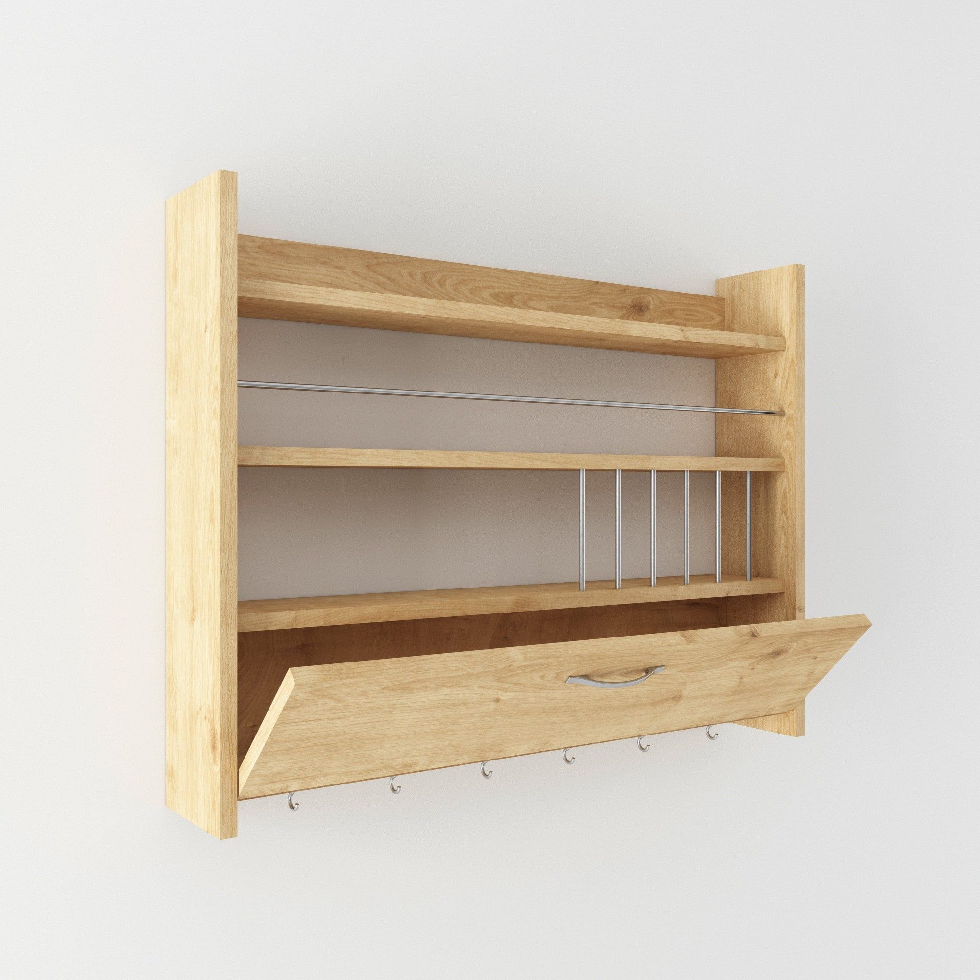 Raft KNOTT, stejar, PAL melaminat, 85x15x65 cm