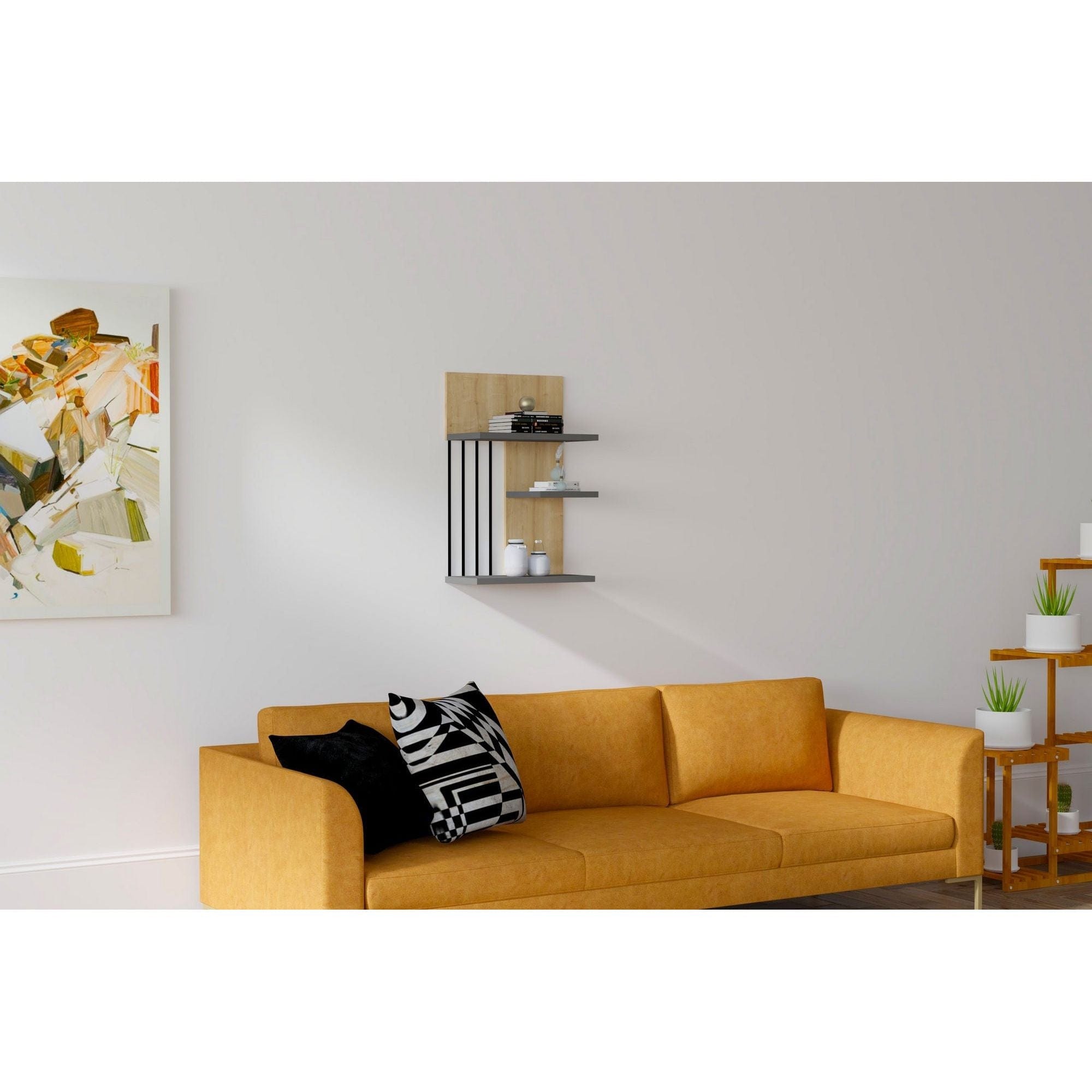 Raft NEZMA, stejar/gri antracit, PAL melaminat, 40x21x60 cm