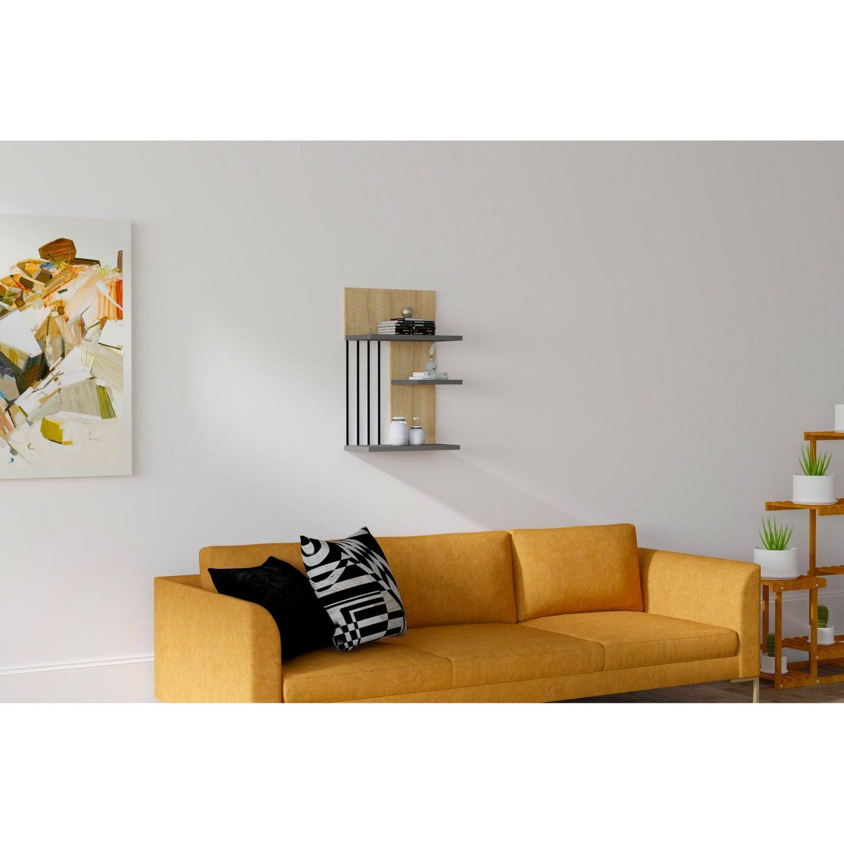 Raft NEZMA, stejar/gri antracit, PAL melaminat, 40x21x60 cm