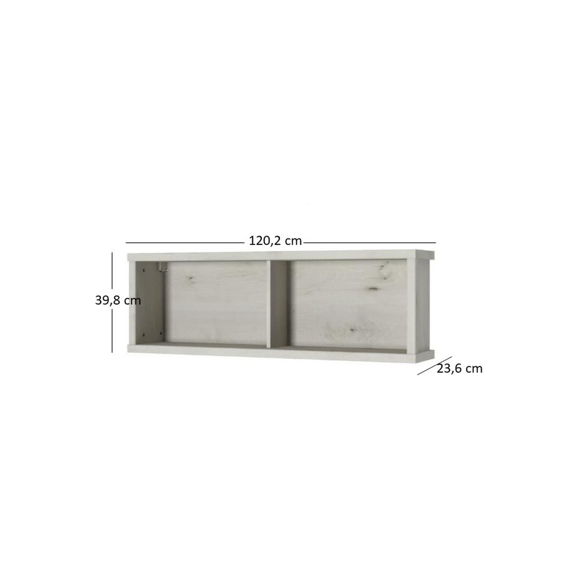 Raft NONELL, alb, PAL laminat, 120x24x40 cm