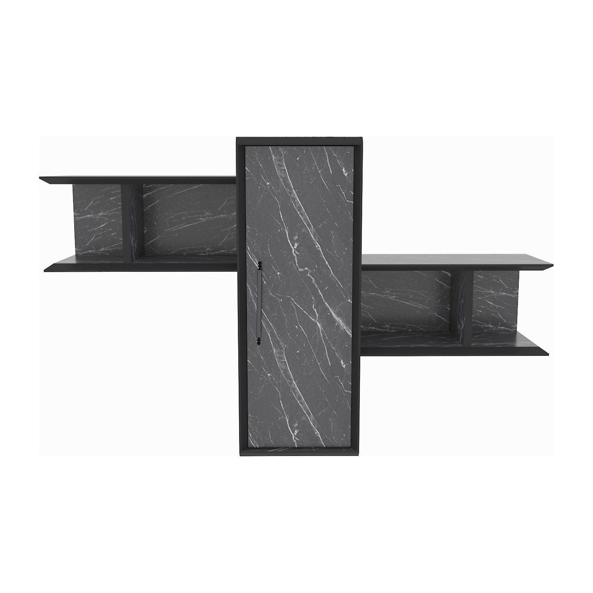 Raft OLIDA, negru cu efect de marmura, PAL melaminat, 119x35x52 cm