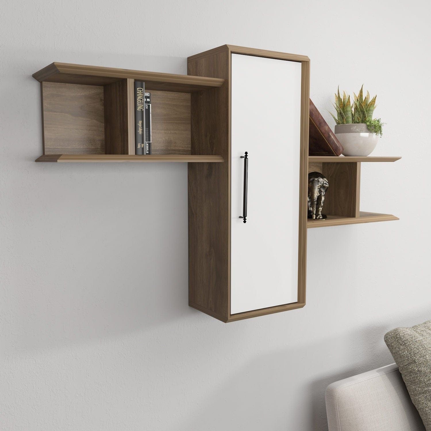 Raft OLIDA, nuc/alb, PAL melaminat, 119x35x52 cm