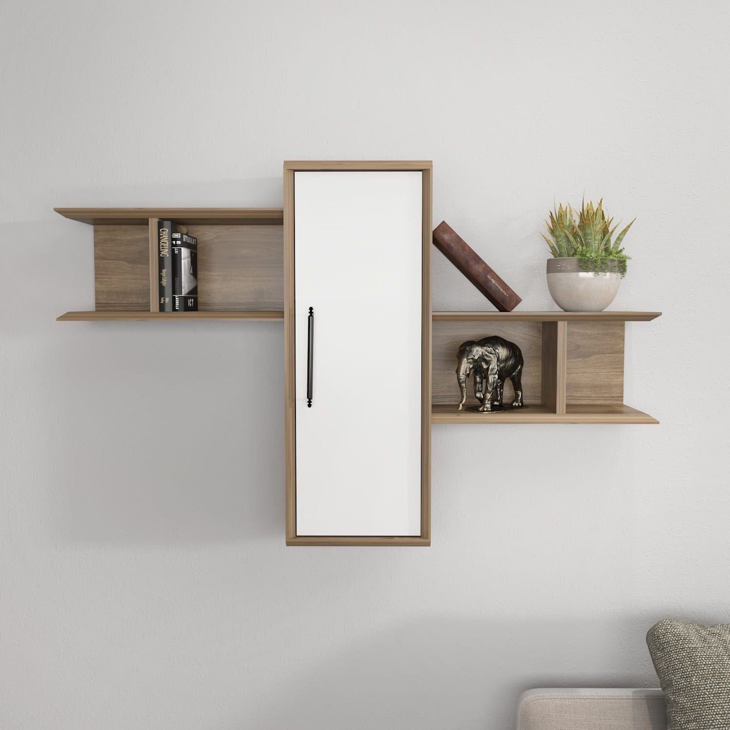 Raft OLIDA, nuc/alb, PAL melaminat, 119x35x52 cm